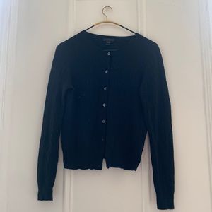 J Crew Black Cable-knit Button Cardigan
